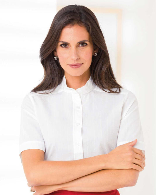 Erin Pure Cotton White Short Sleeved Blouse - White - Image 1 - The Classic Boutique