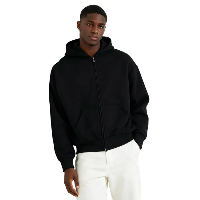Fear of God Essentials Classic Full Zip-Up Hoodie Jet Black - AFewVibe