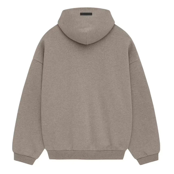 Fear of God Essentials Fleece Hoodie Heather Gray back with felt logo