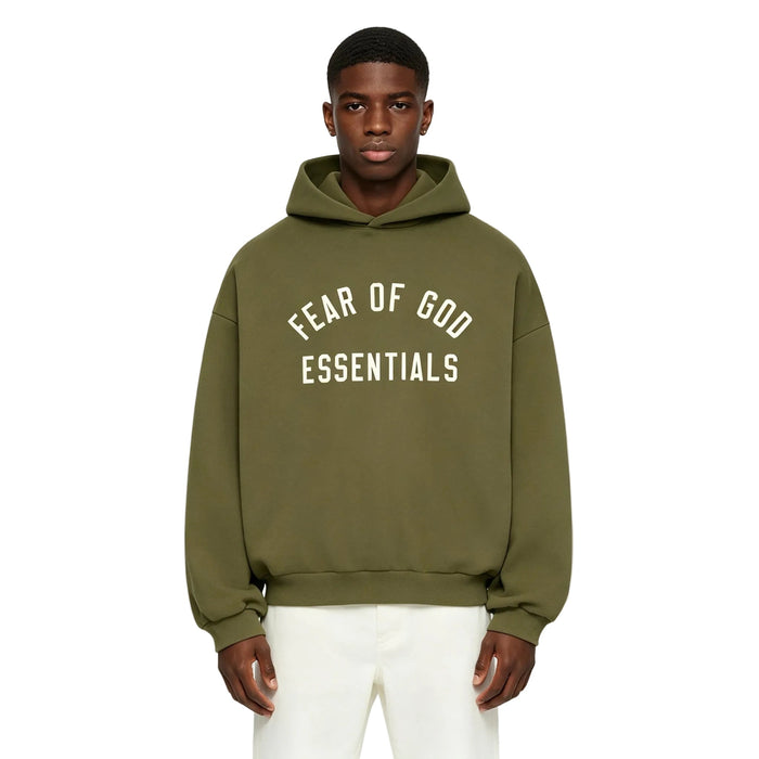 Fear of God Essentials Fleece Hoodie Military - AFewVibe