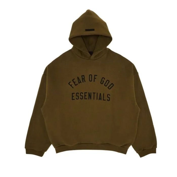Fear Of God Essentials Fleece Hoodie Olive - Afewvibe