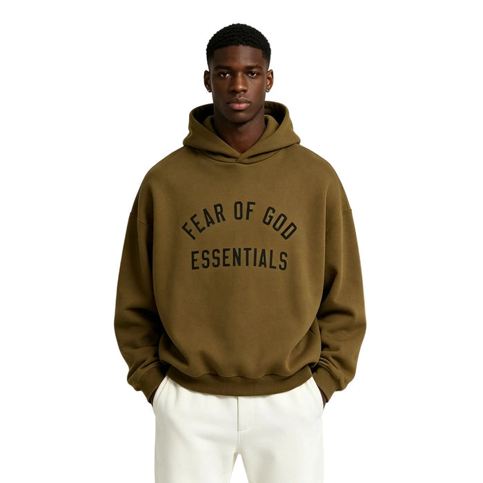 Fear Of God Essentials Fleece Hoodie Olive - AFewVibe