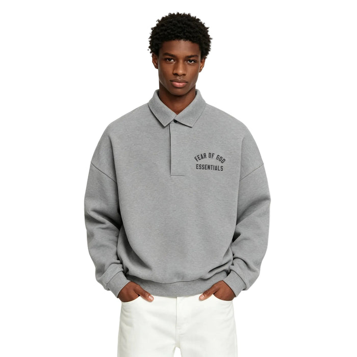 Fear of God Essentials Fleece Polo Dark Heather - AFewVibe