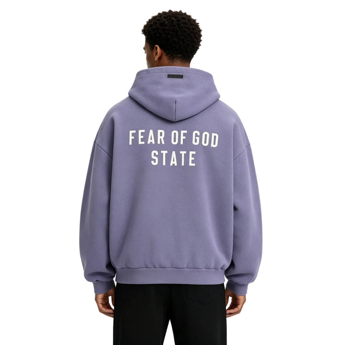 Fear of God Essentials Heavy Fleece Full Zip Hoodie Lavender - AFewVibe