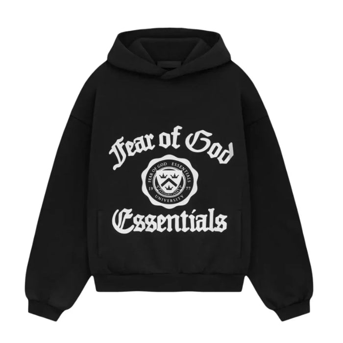 Fear of God Essentials Heavy Fleece Vintage Shrunken Hoodie Black - Afewvibe