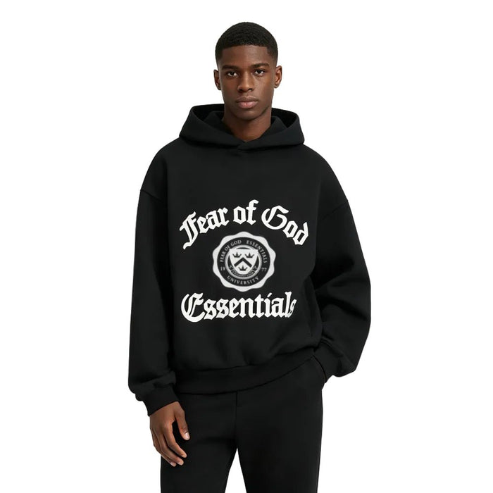 Fear of God Essentials Heavy Fleece Vintage Shrunken Hoodie Black - AFewVibe