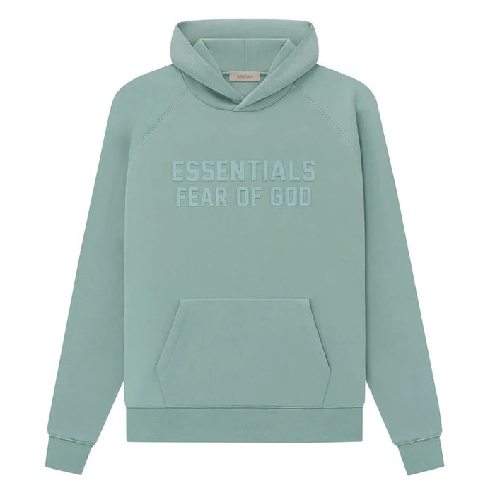 Fear of God Essentials Hoodie Sycamore front with rubberized chest logo