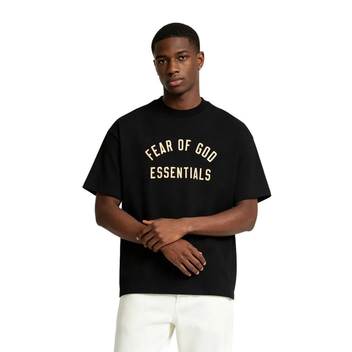 Fear of God Essentials Jersey Crewneck Tee Black - Afewvibe