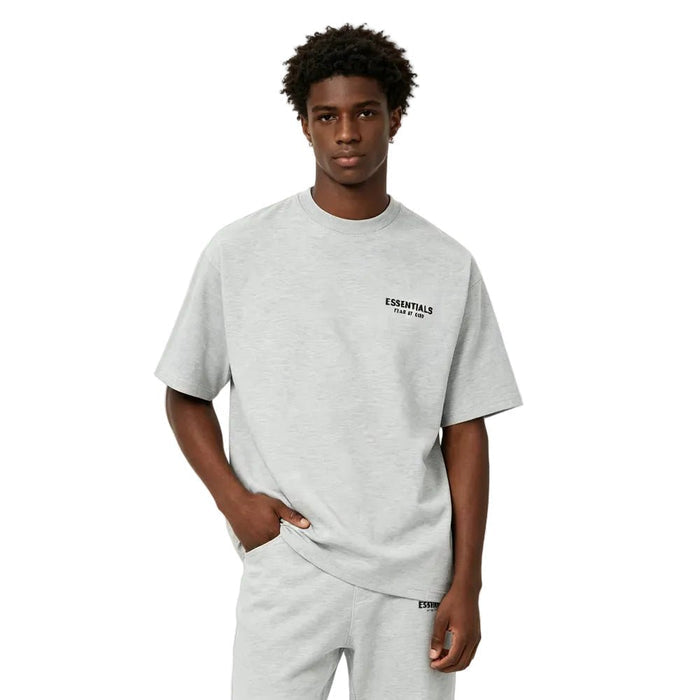 Fear of God Essentials Jersey Crewneck Tee Light Heather Grey - Afewvibe