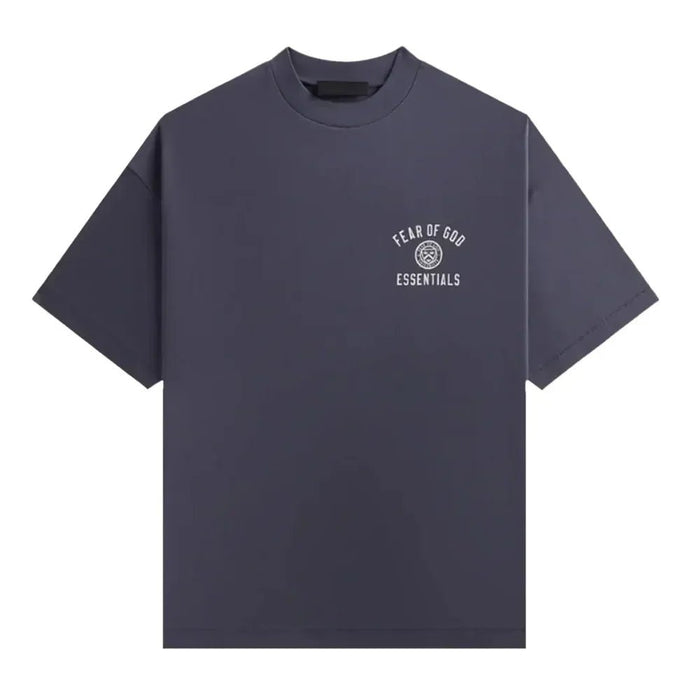 Fear of God Essentials Jersey Crewneck Tee Marine front with university crest
