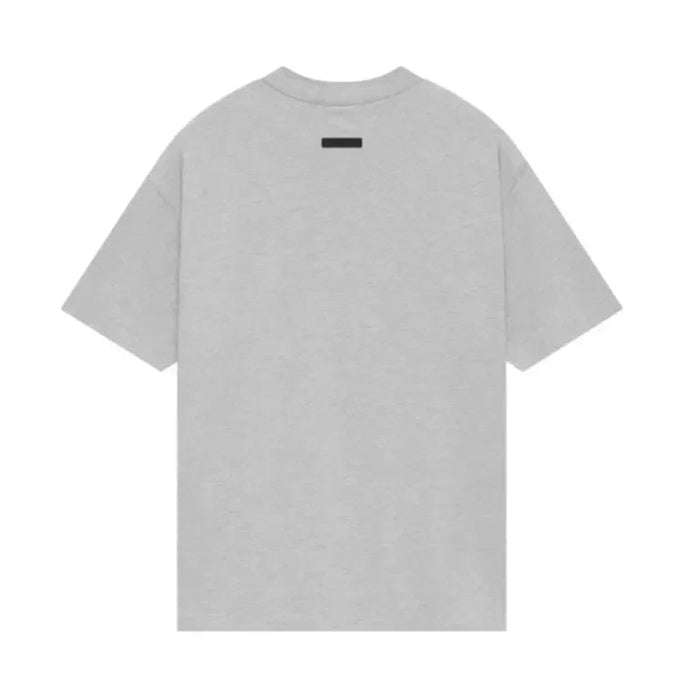 Fear of God Essentials NBA Tee Light Heather back with collar branding
