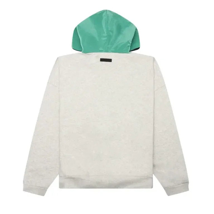 Fear Of God Essentials SS24 Nylon Fleece Hoodie Light Heather Grey/Mint Leaf - Afewvibe