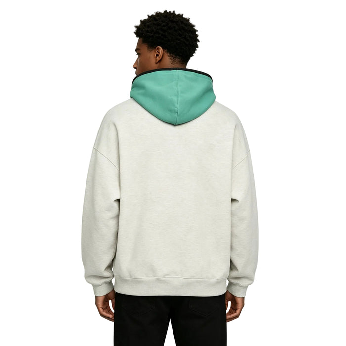 Fear Of God Essentials SS24 Nylon Fleece Hoodie Light Heather Grey/Mint Leaf - AFewVibe