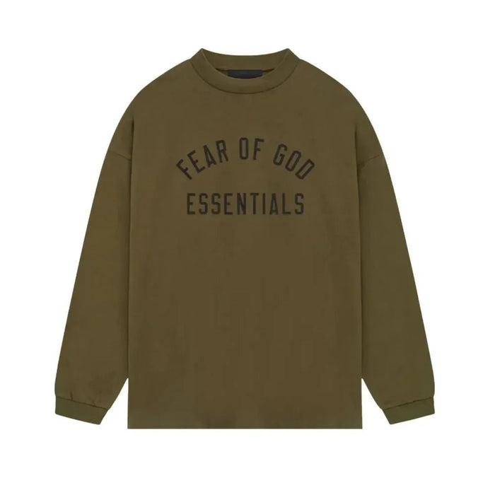 Fear of God Essentials versey Long Sleeve Tee Olive - Afewvibe