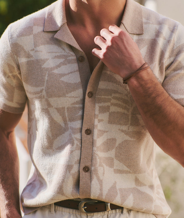 Ethan Sweater Button-Down Tan/Driftwood