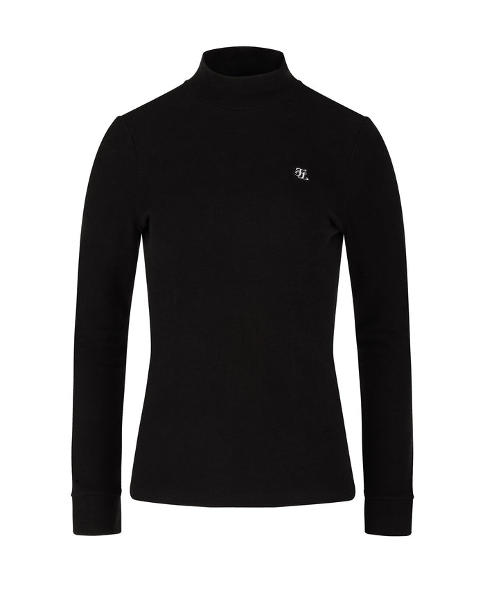 Fleeced high neck T Shirt (Black)