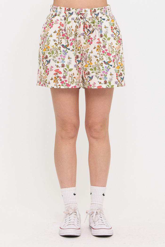 FLORAL HUMMINGBIRD SHORTS