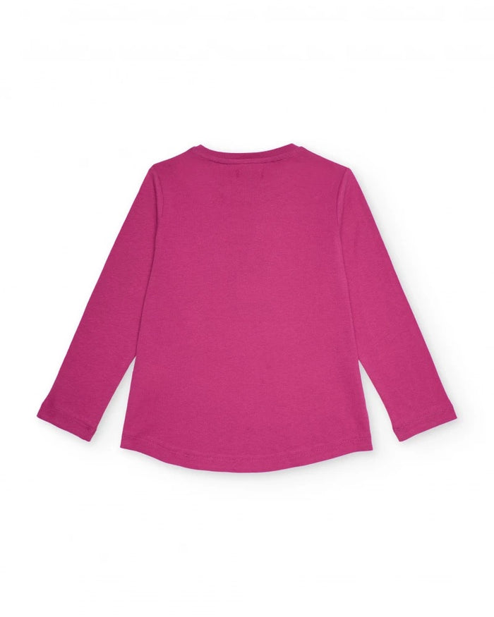 Fuchsia long sleeve T-shirt with "FUN DAY" print