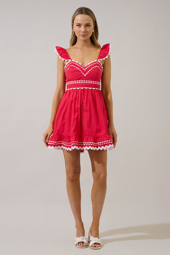 Gennie Contrast Ruffle Mini Dress