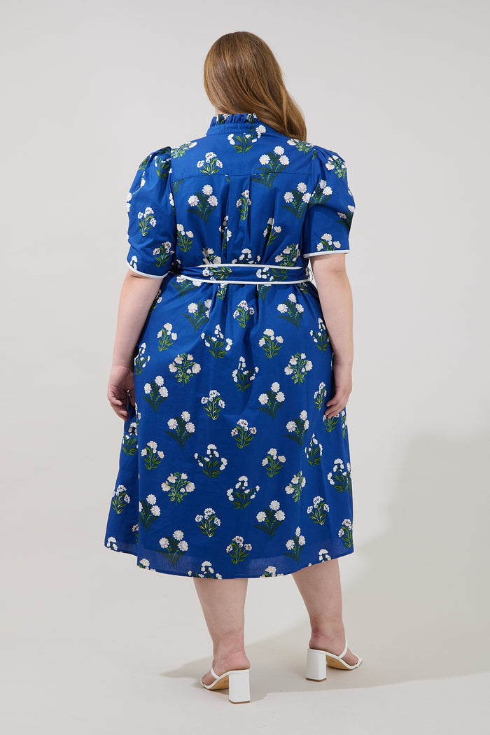 Gianny Button Down Midi Dress Floral Curve