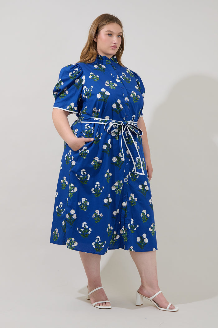 Gianny Button Down Midi Dress Floral Curve