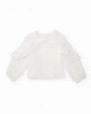 Girls’ cream blouse with front ruffle