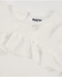 Girls’ cream blouse with front ruffle