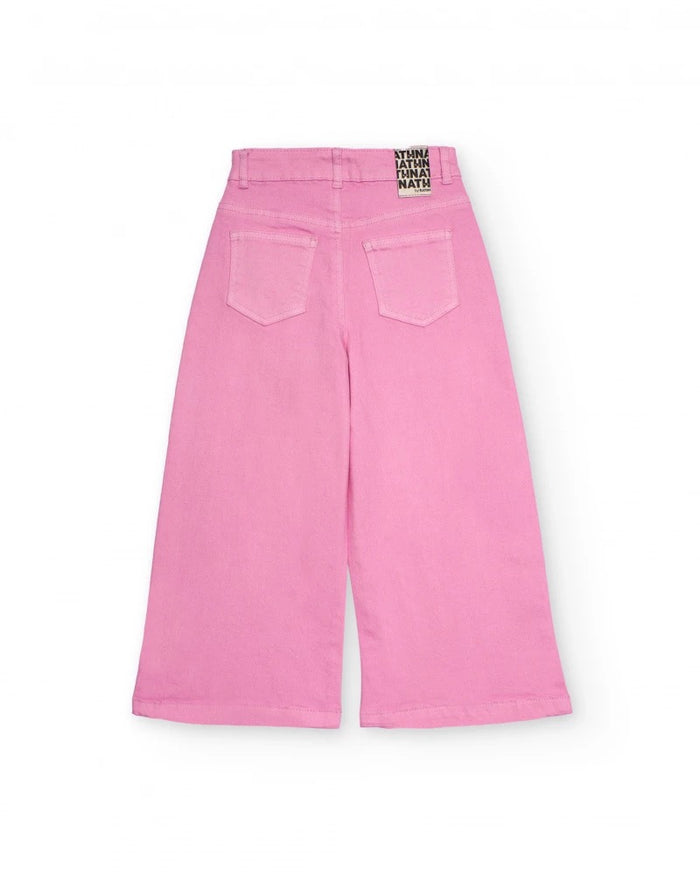 Girls' pink denim culotte pants