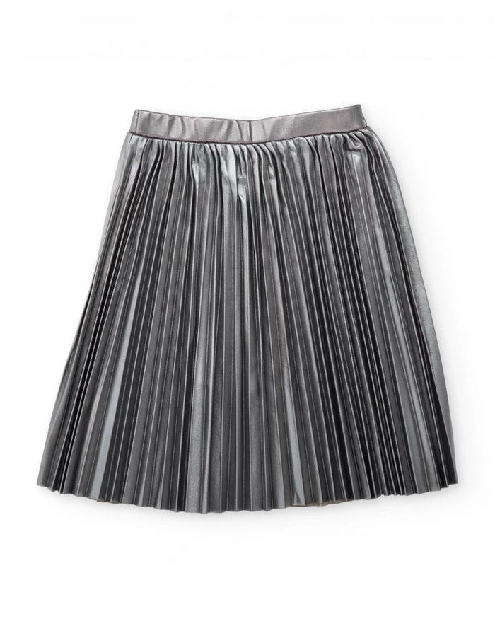 Girls’ silver pleated skirt with metallic effect