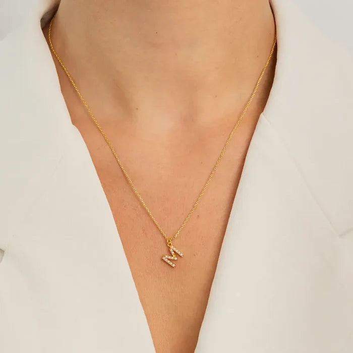 Gold Dainty Pearl Initial Pendant Necklace