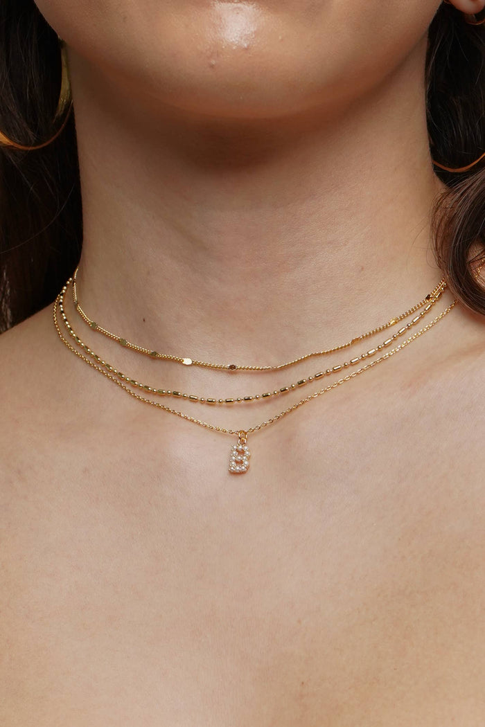 Gold Dainty Pearl Initial Pendant Necklace