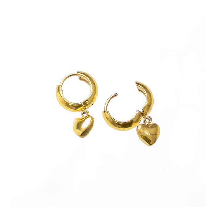 Gold Heart Hoop Earrings