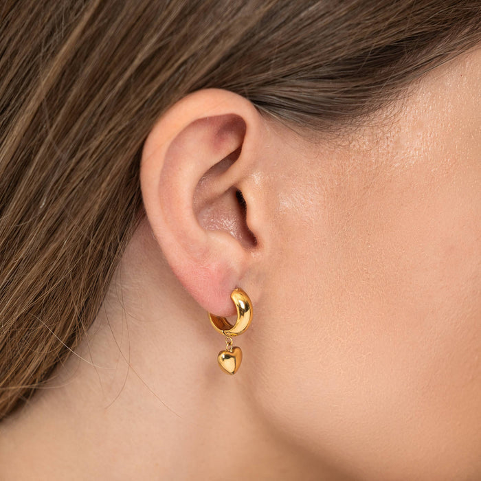 Gold Heart Hoop Earrings