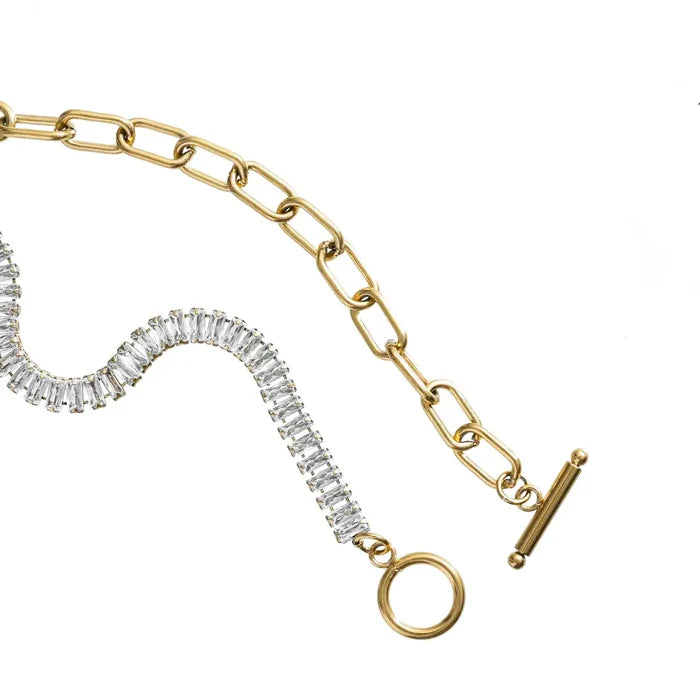 Gold Tennis and Paperclip Choker
