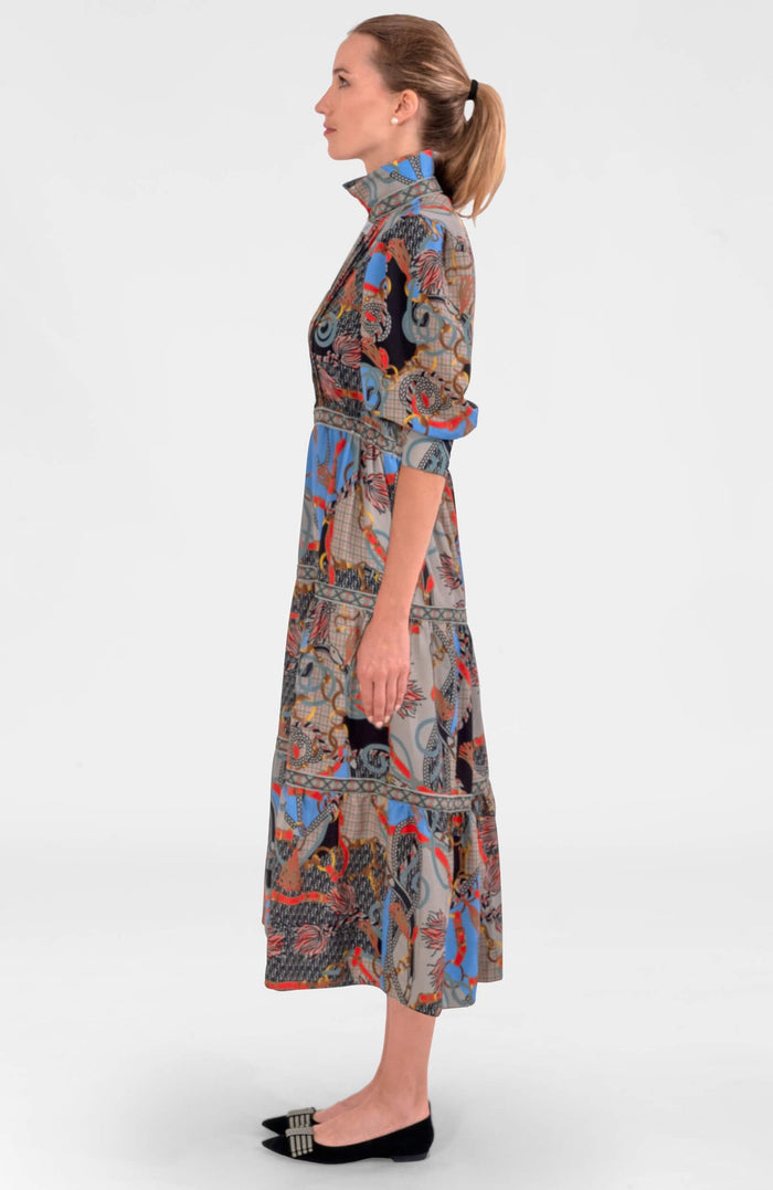 Side view of the Gretchen Scott Damsel Maxi Dress - Ditto - Black