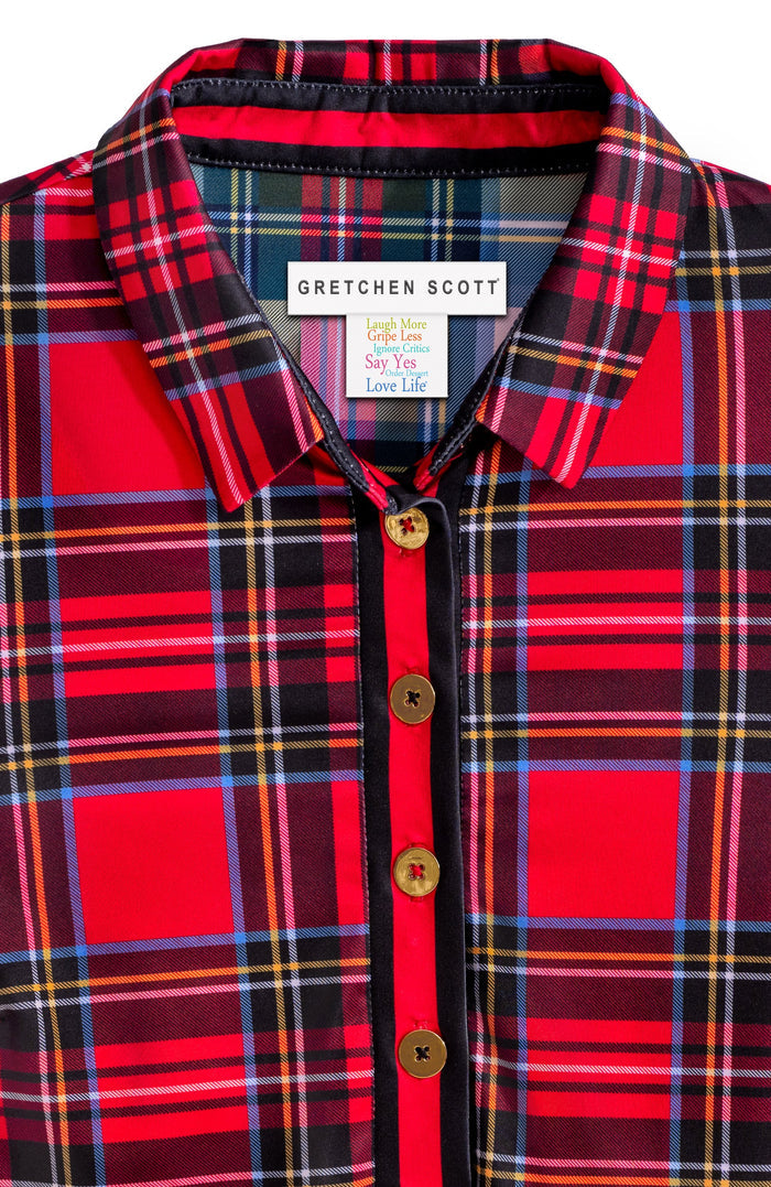 Flat view of the Button up collar on the Everywhere dress
