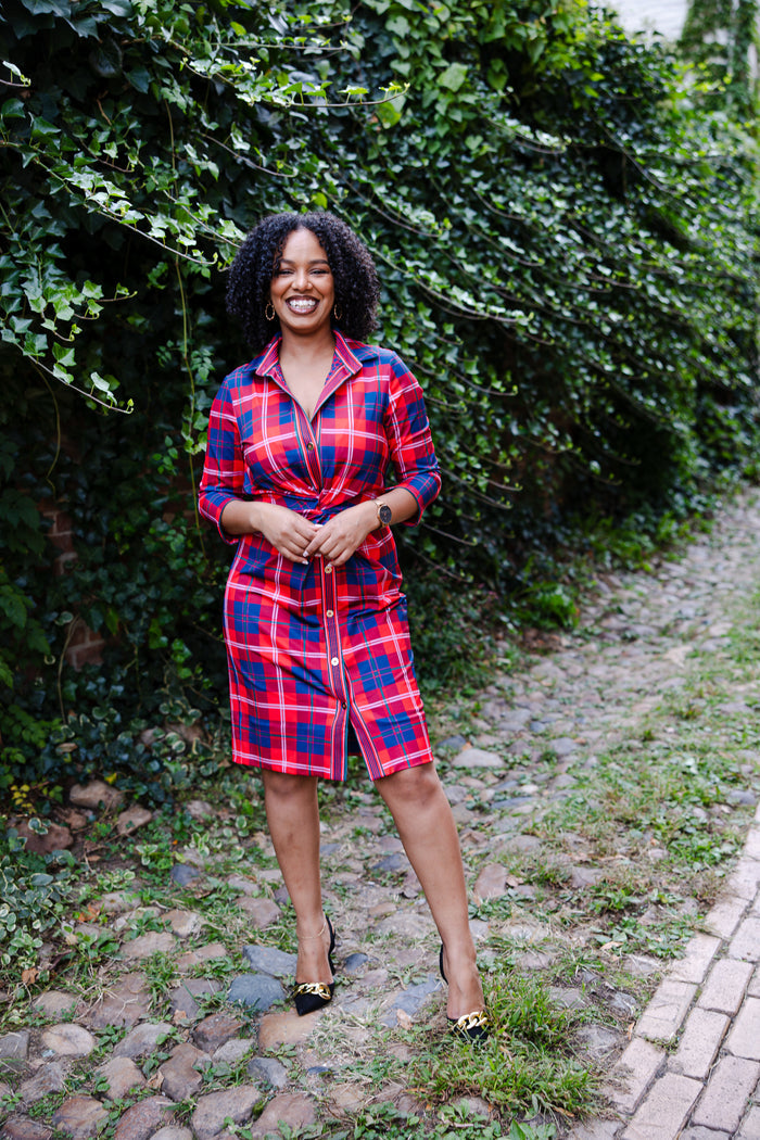 Gretchen Scott Twist & Shout Dress - Middleton Plaid - Red