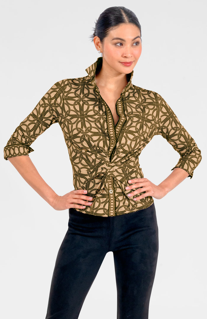 Gretchen Scott Twist & Shout Top - Ring Toss - Champagne