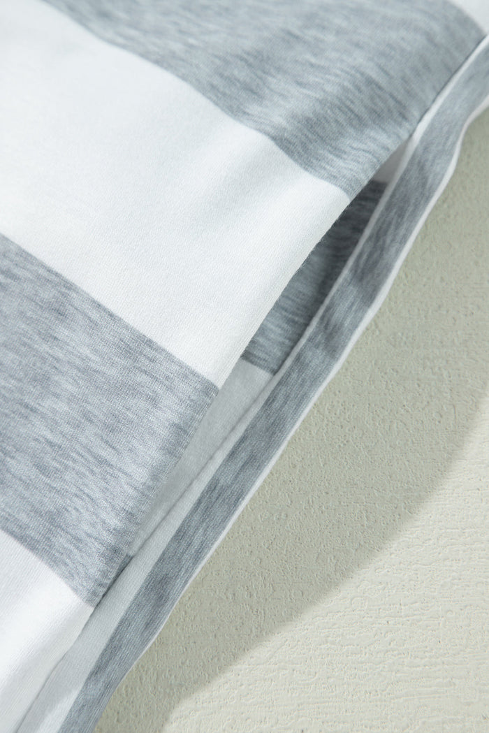 Grey Stripe Mixed Printed Short Sleeve Shift Mini T Shirt Dress - Dresses/T Dresses