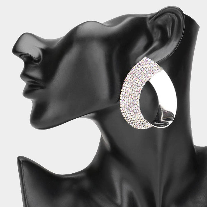 Style the Half Rhinestone Metal Teardrop Earrings exclusively at Born To Glam