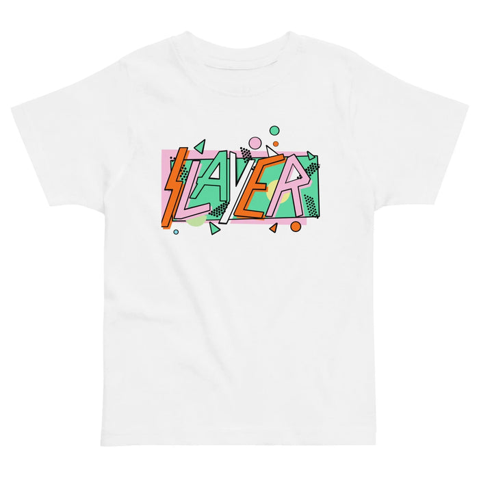 Hardcore 80s Kid's Tee in Pastel Sitcom Memphis. WRAP Certified, CPSIA Compliant, Eco-Certified Inks.