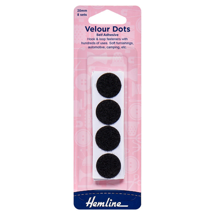 Hemline Hook & Loop Dots: Stick-On: 8 Sets of 20mm - Hook & Loop Tape
