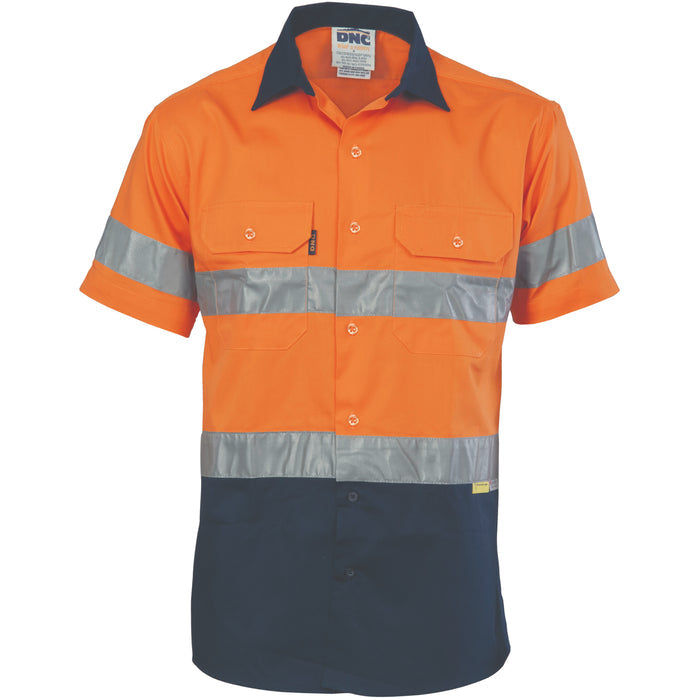 Hi Vis Light Weight Cotton Shirt With 3m 8906 R/Tape - Short Sleeve 3887