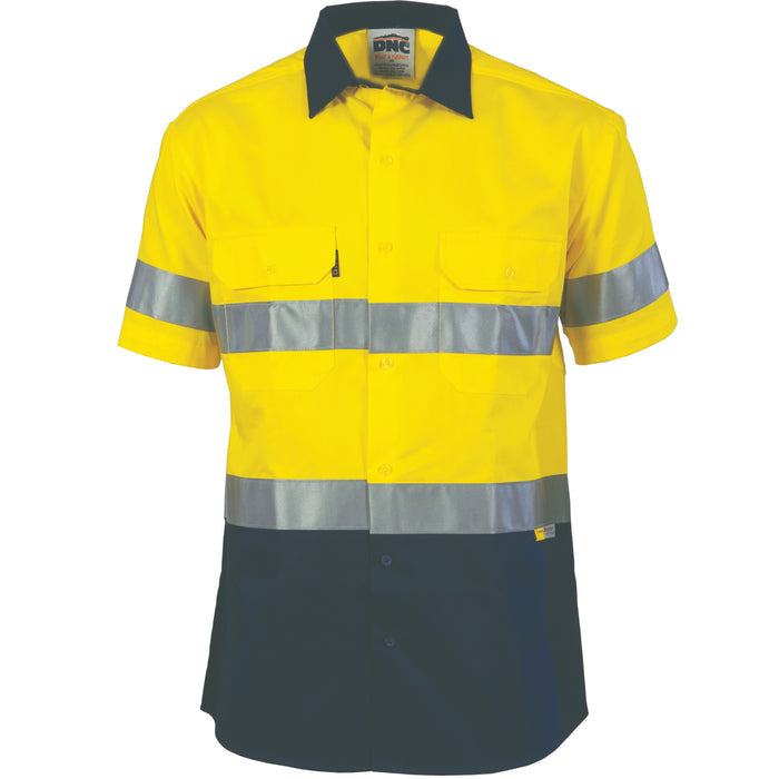 Hi Vis Light Weight Cotton Shirt With 3m 8906 R/Tape - Short Sleeve 3887