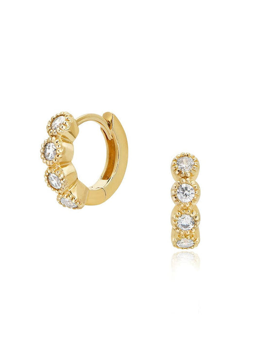 Hilary Milgrain Huggies - Gold