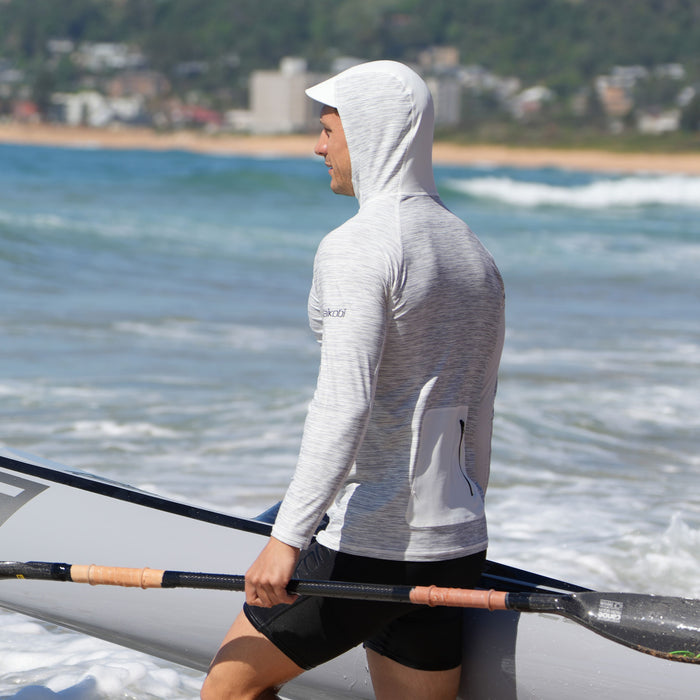 Hooded UV Long Sleeve Rash Top - Silver