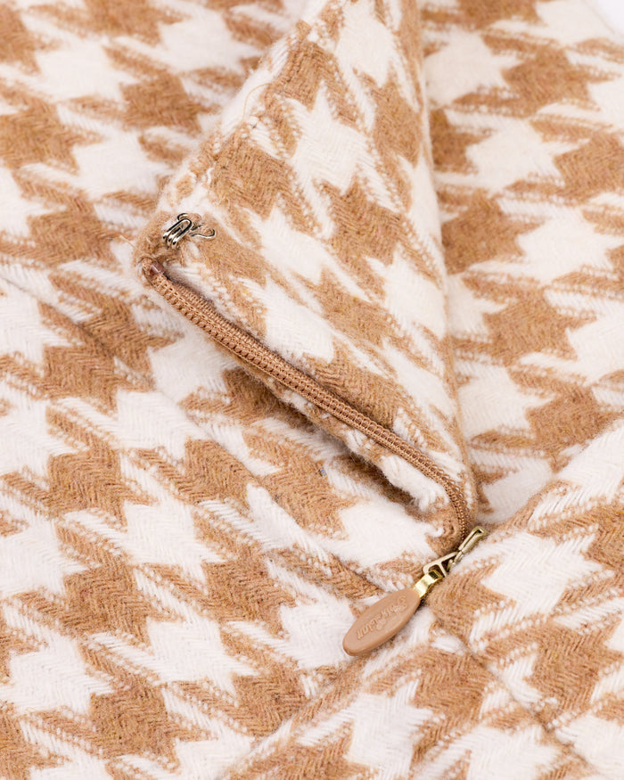 Houndstooth checkered flare skirt (Beige)