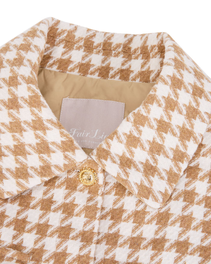 Houndstooth Checkered Quilted Vest (Beige)