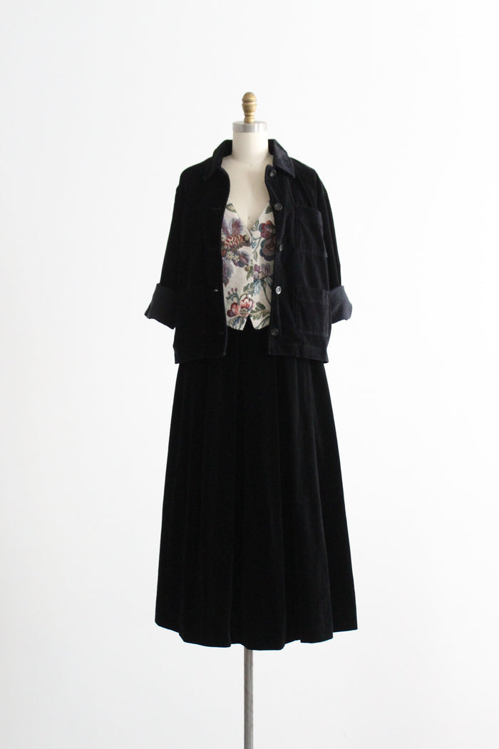 inkwell velvet midi skirt