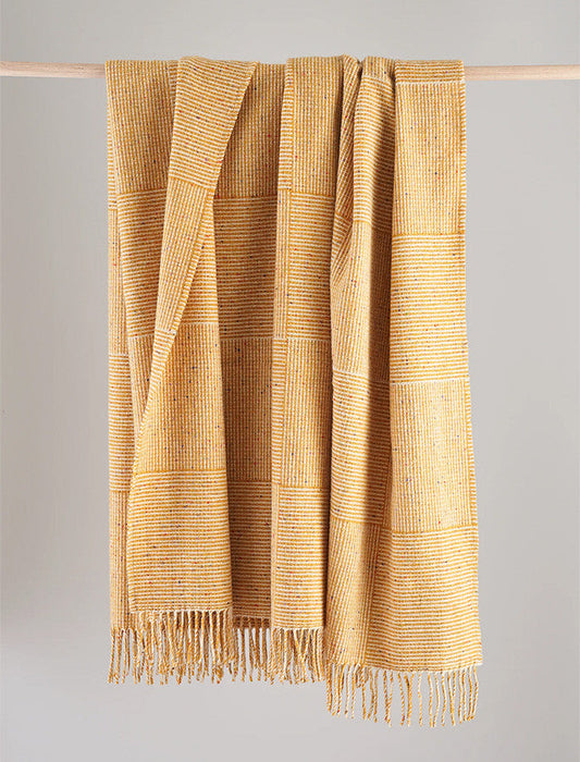 Irish Wool Basket Weave Throw - Camel #color_camel